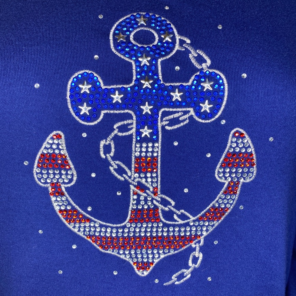 Quacker Factory Anchor Patriotic Top Sz Medium VGC - Picture 2 of 5